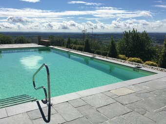 Pool with far view over the Hartbergerland