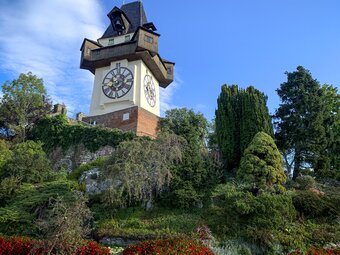 Clock tower on the Schlossberg of Graz