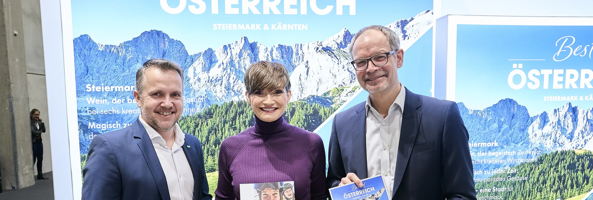 Michael Feiertag (Geschäftsführer STG/Steirische Tourismus und Standortmarketing GmbH), Astrid Steharnig-Staudinger (GF Österreich Werbung) und Klaus Ehrenbrandtner (GF Kärnten Werbung) auf der ITB Michael Feiertag (Geschäftsführer STG/Steirische Tourismus und Standortmarketing GmbH), Astrid Steharnig-Staudinger (GF Österreich Werbung) und Klaus Ehrenbrandtner (GF Kärnten Werbung) auf der ITB
