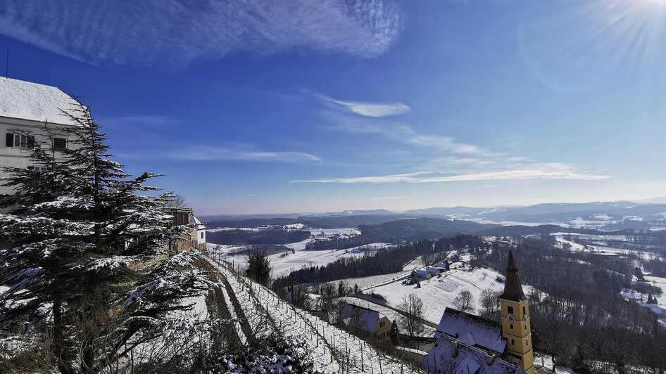 Winterliche Landschaft rund um Schloss Kapfenstein | © Spiritour.at
