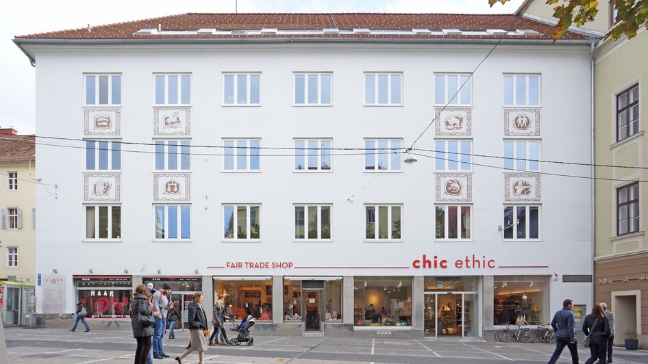 Fassade des Chic Ethik Geschäfts in Graz mit Fair Trade Shop. | © Andreas Reiter